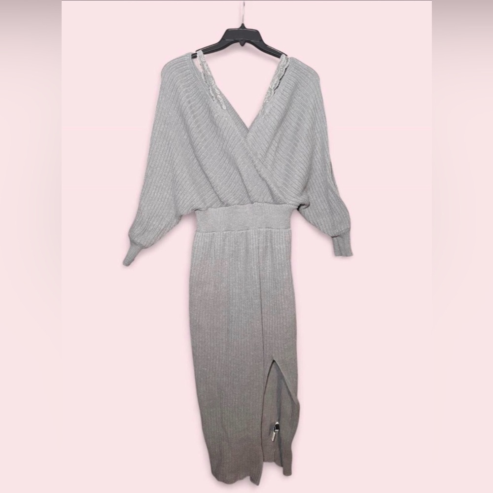 SHEIN Gray Long Sleeve Knit Dress